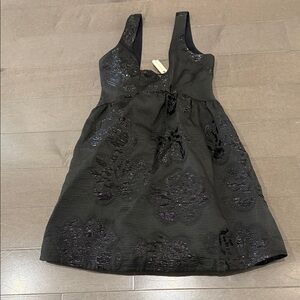 Anthropologie Maeve black NWT shimmer lined babydoll Dress